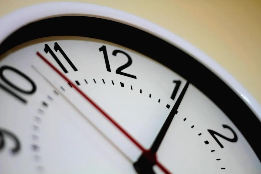 Close-up of the hands of a wall clock